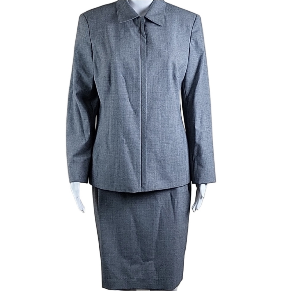 Liz Claiborne Collection Stretch Grey 2 Piece Pencil Skirt & Blazer Suit Set